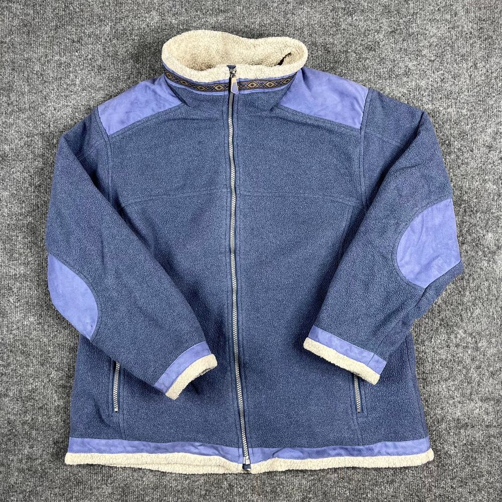 Cabelas Jacket Womens XL Blue Sherpa Lined Fleece Full Zip Outdoor Warm Cozy‎
